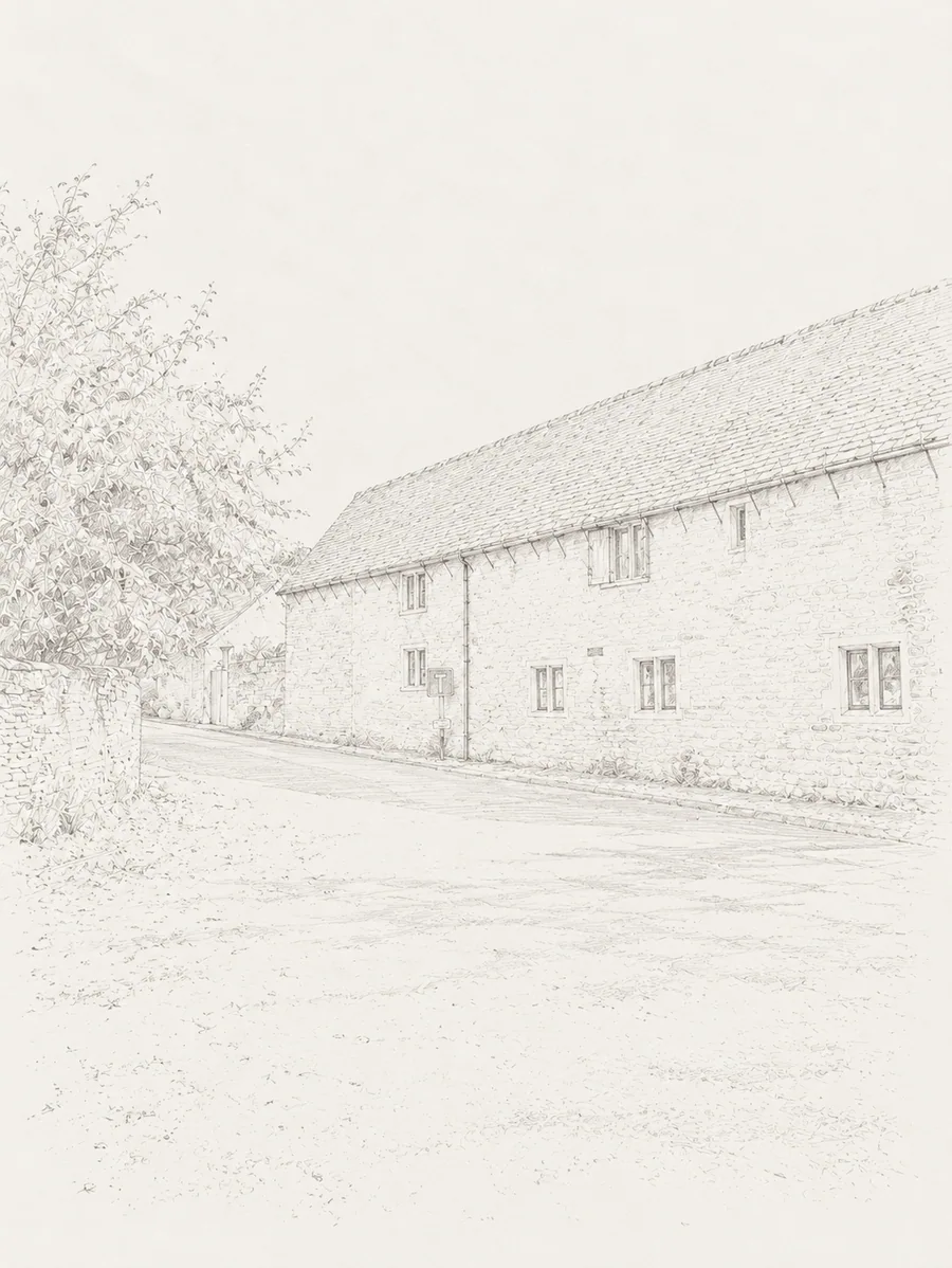 Illustrated walking direction for step 3 of the Bibury walk