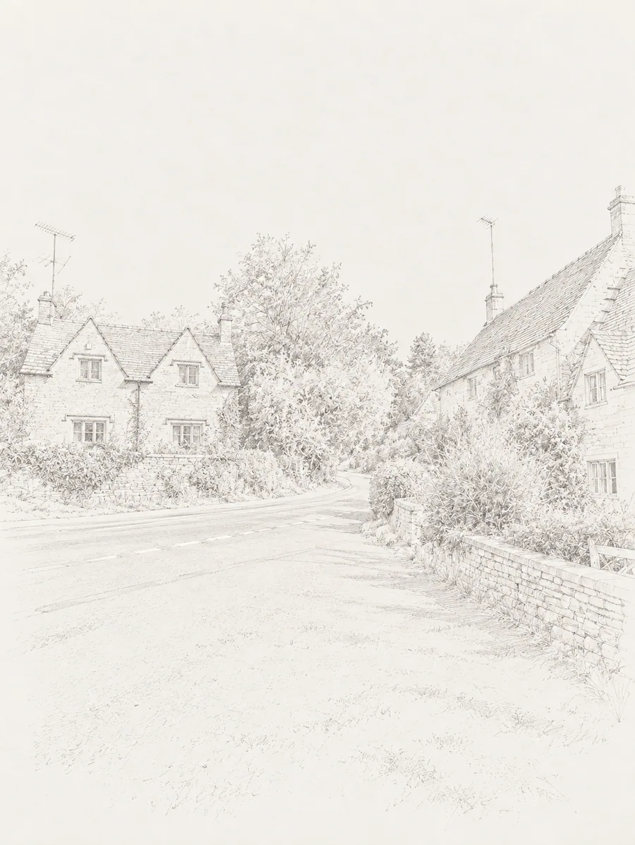Illustrated walking direction for step 4 of the Bibury walk