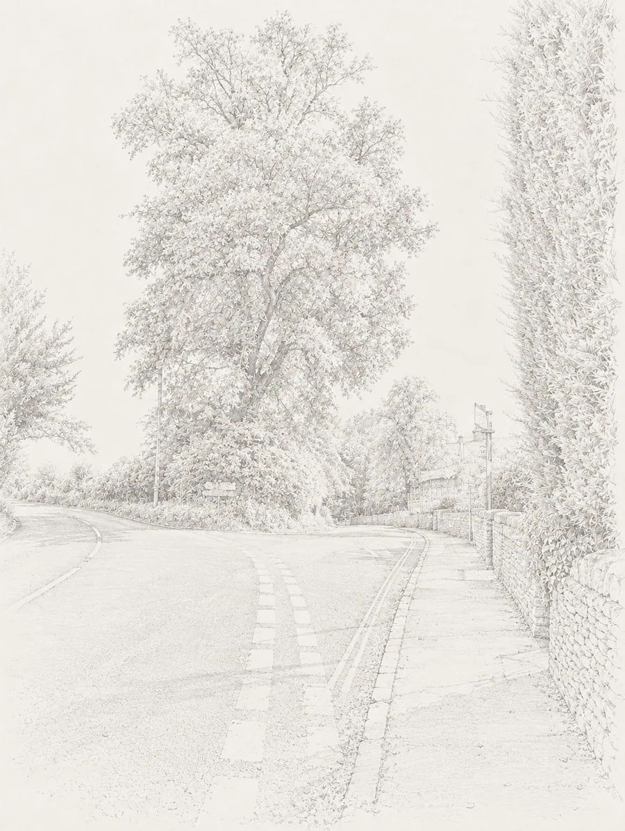Illustrated walking direction for step 5 of the Bibury walk