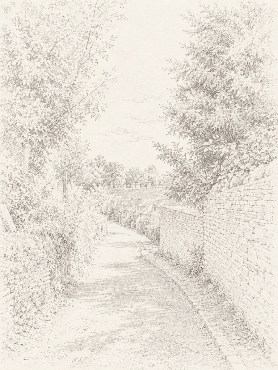 Illustrated walking direction for step 23 of the Bibury walk
