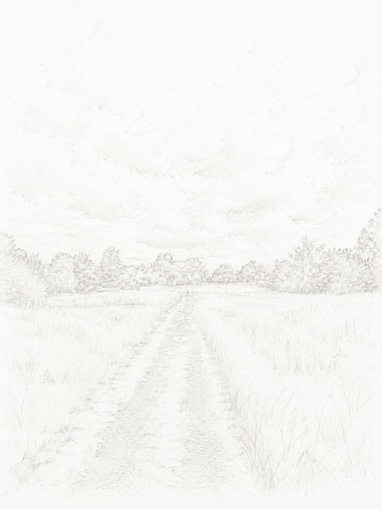 Sketch of step 4: Follow Warden’s Way across the fields towards Upper Slaughter.