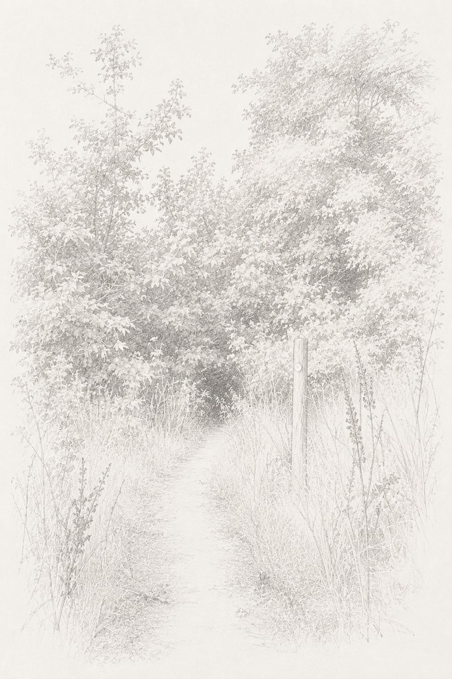 Sketch of the path entering the trees