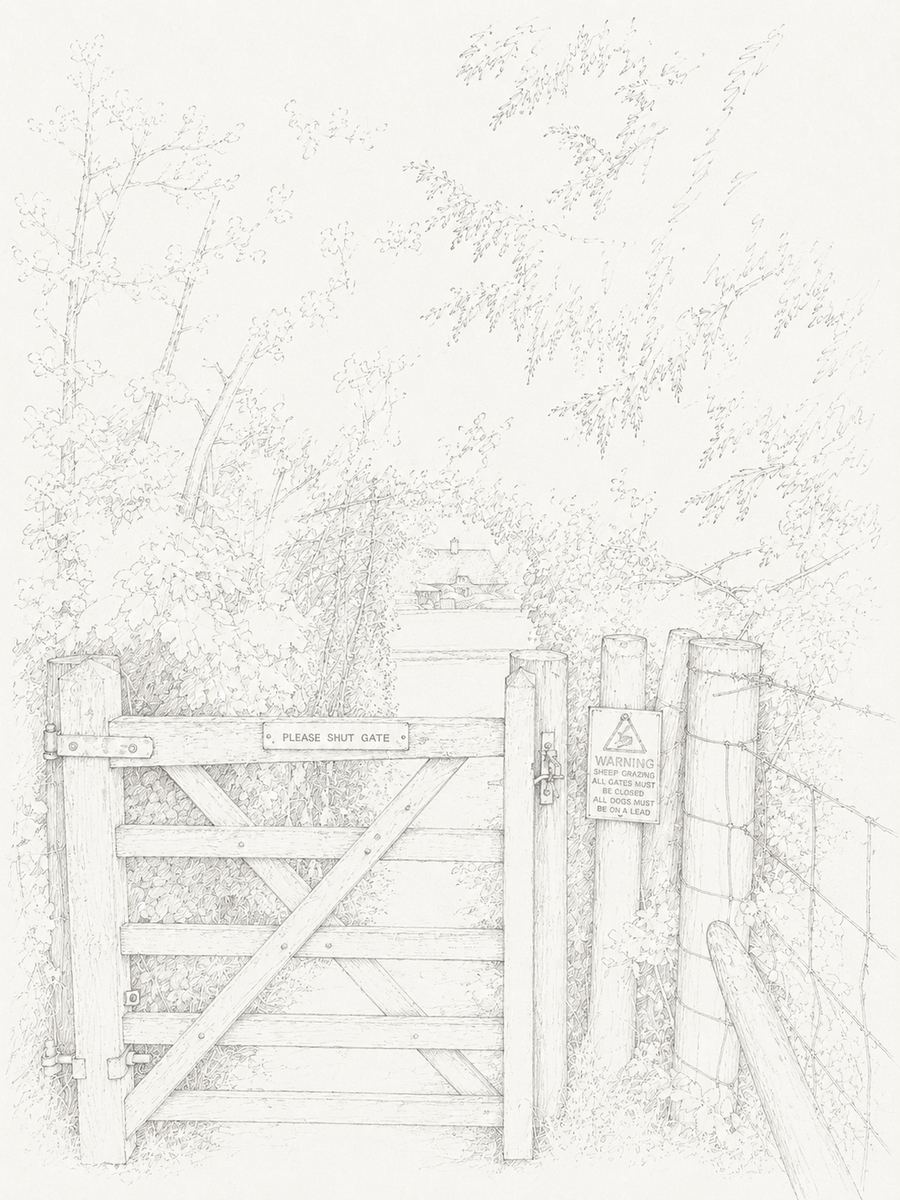 Sketch of the last gate before the car park